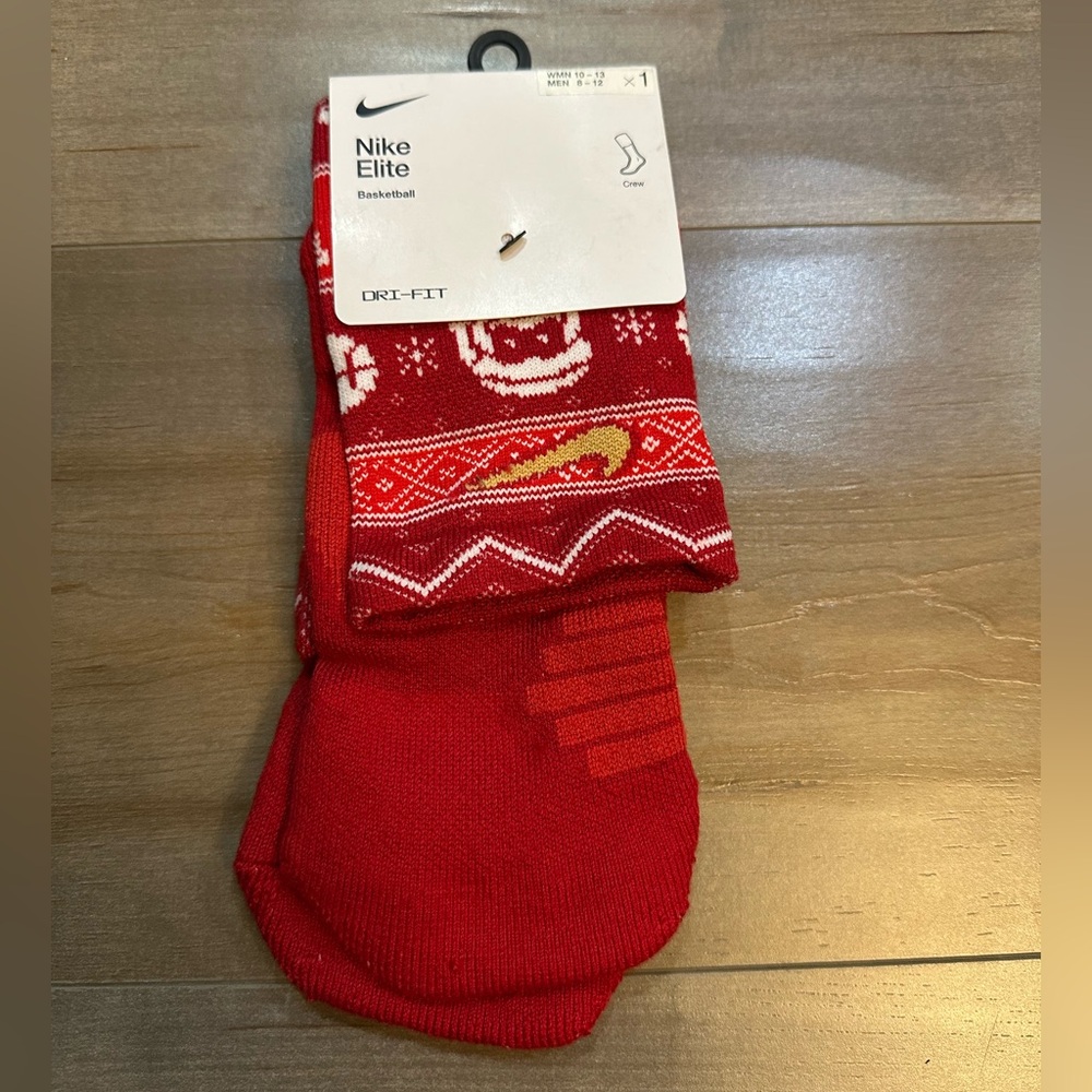 Nike Elite Santa Red and Gold Basketball Socks